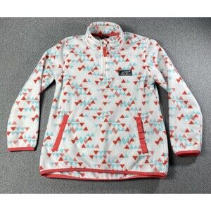 Eddie Bauer Girls  1/4 Zip Fleece Sweater, Printed White, Size M (10/12)